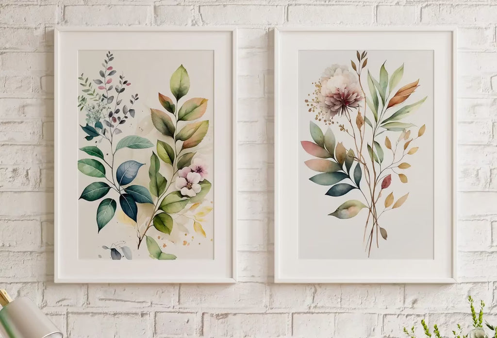 Botanical Prints Set of 2. Watercolor Gallery Wall Art. Floral Printable Art. Wild Flowers Bouquet Art. Minimal Boho Floral Prints. #4 – Printable Wall Art Set