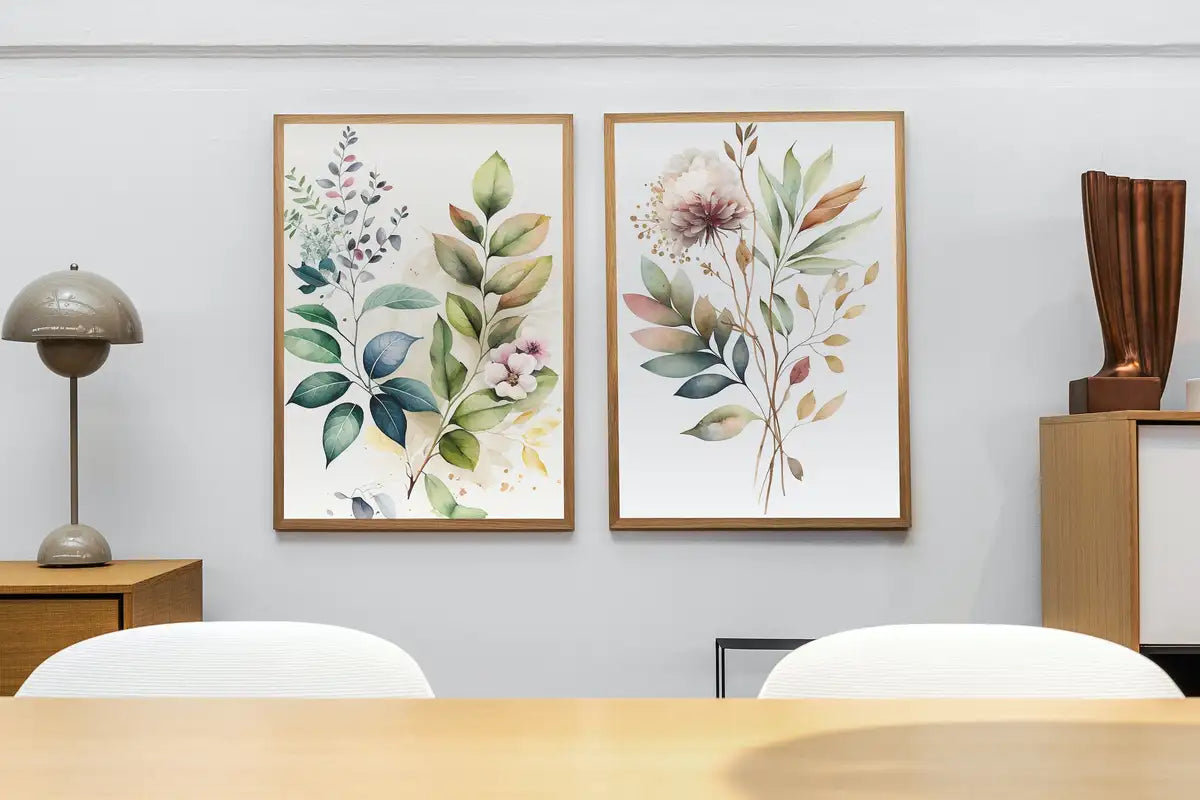 Botanical Prints Set of 2. Watercolor Gallery Wall Art. Floral Printable Art. Wild Flowers Bouquet Art. Minimal Boho Floral Prints. #4 – Printable Wall Art Set (Digital Download)