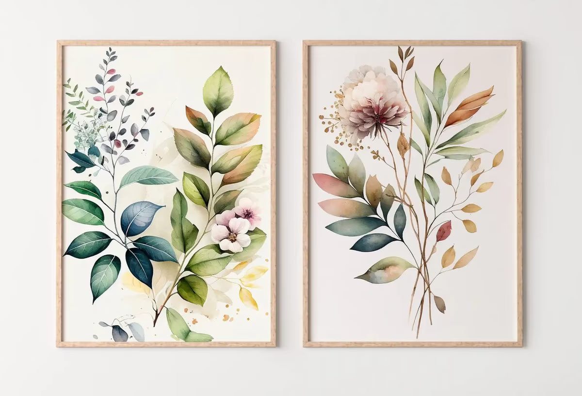 Botanical Prints Set of 2. Watercolor Gallery Wall Art. Floral Printable Art. Wild Flowers Bouquet Art. Minimal Boho Floral Prints. #4 – Printable Wall Art Set