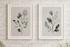 Botanical Prints Set of 2. Watercolor Sage Green Gallery Wall Art. Floral Printable Art Wild Flowers Bouquet Art. Minimal Boho Floral Prints – Printable Wall Art Set