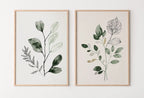 Detail view of artwork from Botanical Prints Set of 2. Watercolor Sage Green Gallery Wall Art. Floral Printable Art Wild Flowers Bouquet Art. Minimal Boho Floral Prints. (variation 1)