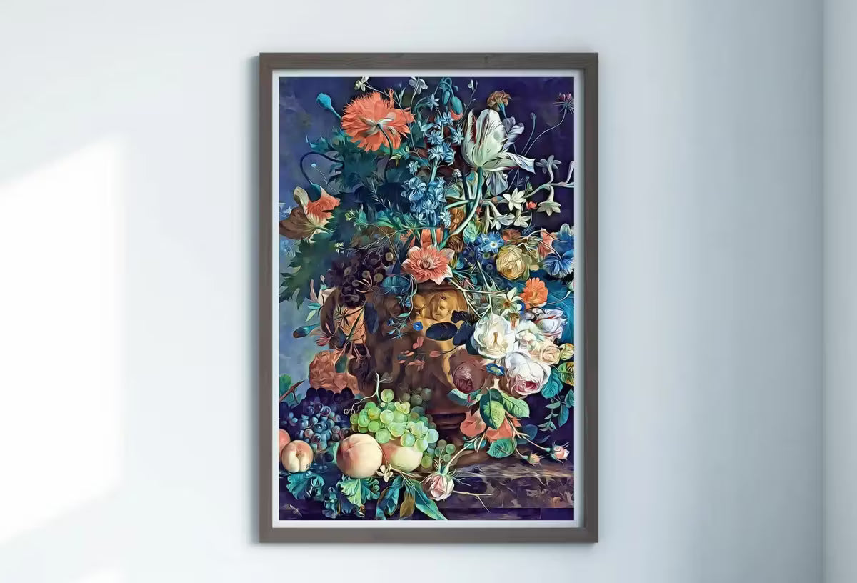 Botanical Still Life Painting Printable Digital Wall Art, Flower Vase Still Art Vintage Print, Antique Retro Style Colorful Instant Download – Printable Wall Art