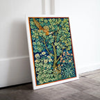 Detail view of artwork from Botanical Wall Art Poster, Vintage Floral Pattern Print. Wildlife Nature Art Nouveau Flowers Bird and Squirrel Digital Printable Wall Art.. (variation 1)