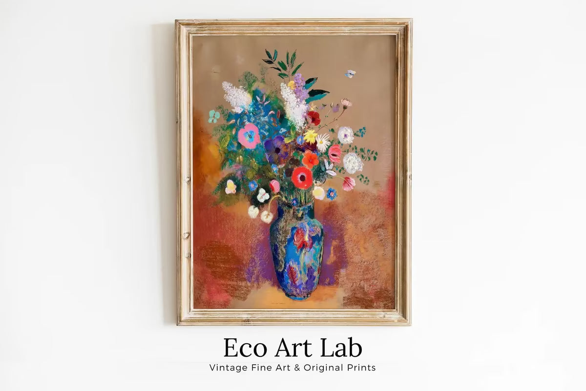 Bouquet of Flowers Still Life Printable Vintage Painting. Flower Vase Still Art Vintage Print, Antique Retro Style Colorful Instant Download – Printable Wall Art