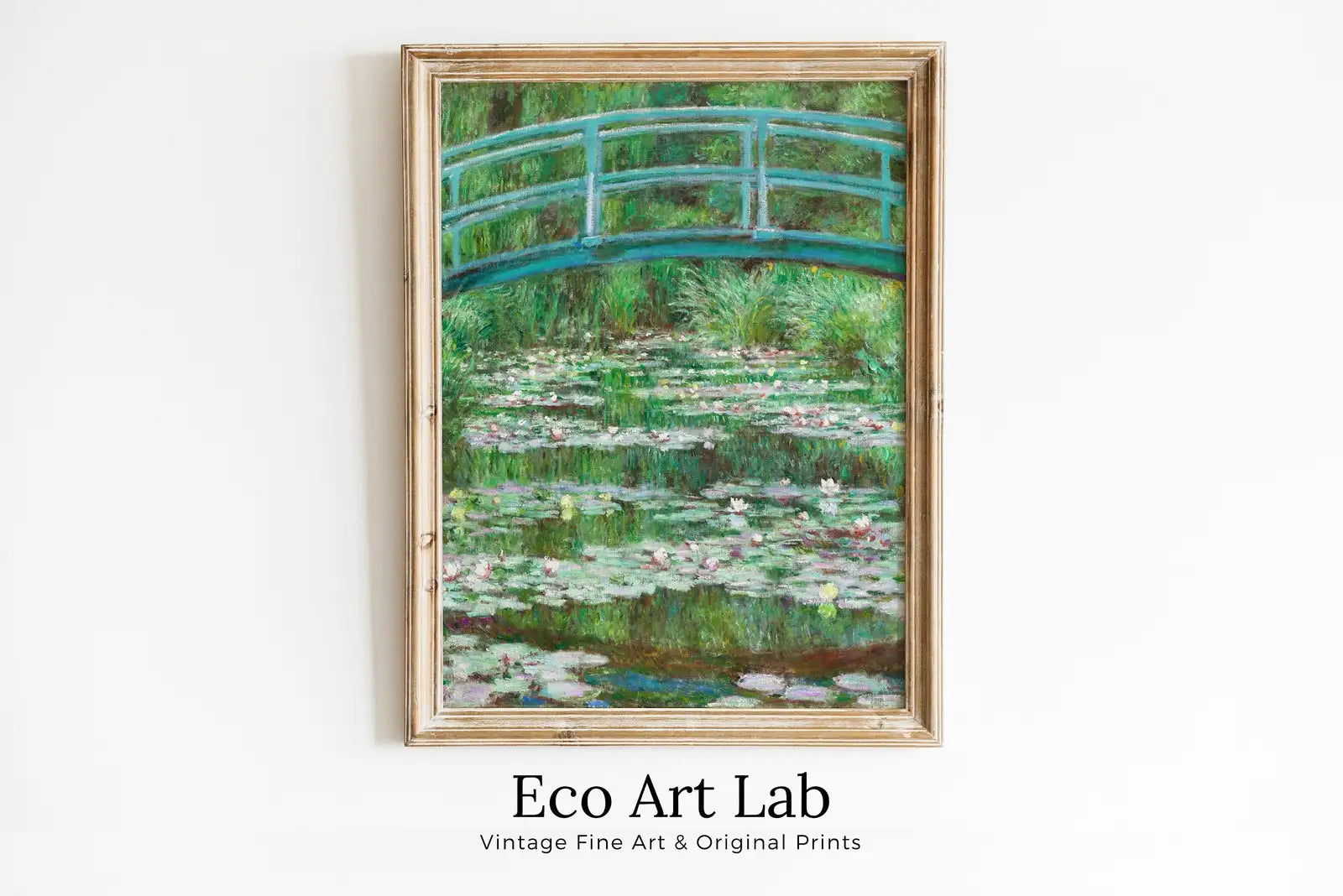 Célèbre peinture de Claude Monet, pont et nénuphars. Téléchargement instantané de décor vintage. Impression botanique de Monet à imprimer. Décor vertical