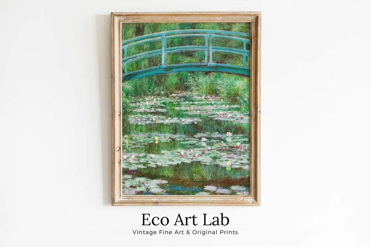 Bridge & Water Lilies Famous Claude Monet Painting. Instant Download Vintage Decor. Monet Botanical Print Printable Wall Art. Vertical Decor – Printable Wall Art