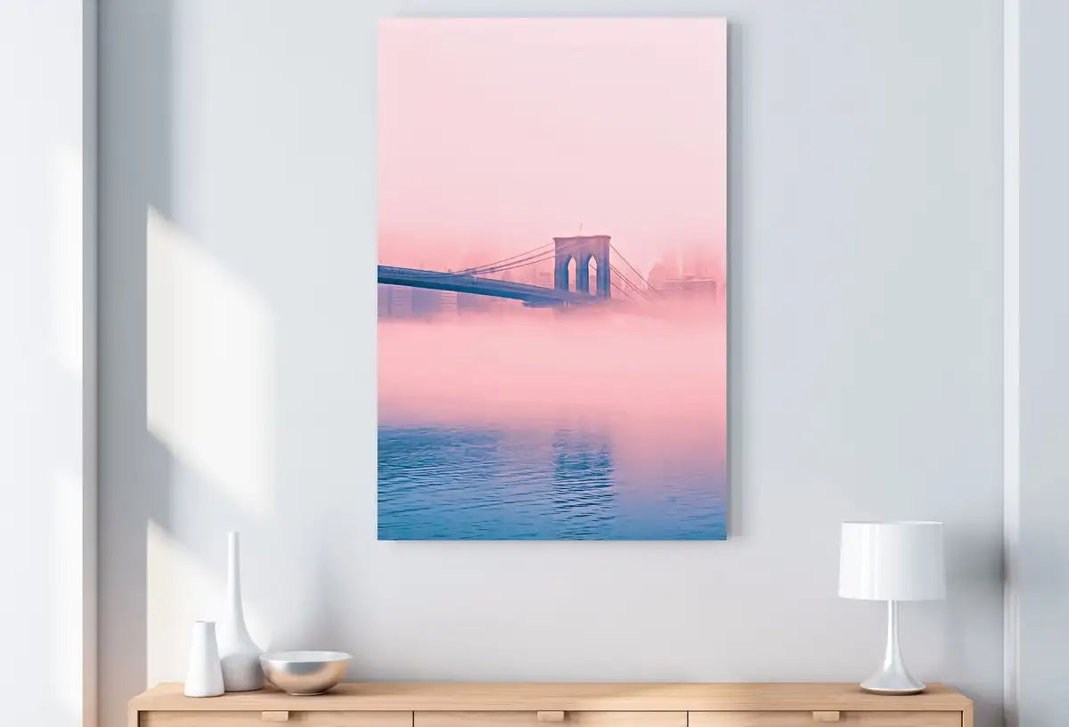 Detail view of artwork from Brooklyn Bridge New York Print Poster, Printable Wall Art, New York City Print Digital Painting, New York Art, Printable Poster. (variation 2)