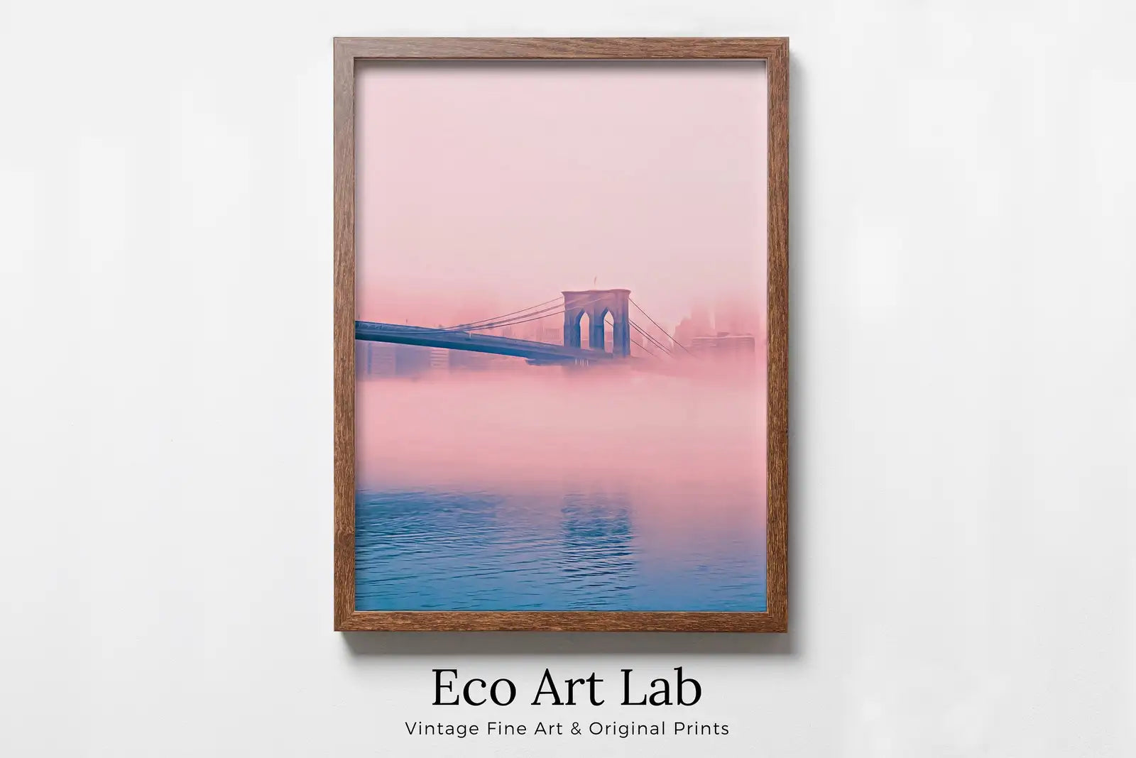 Framed view of Brooklyn Bridge New York Print Poster, Printable Wall Art, New York City Print Digital Painting, New York Art, Printable Poster – printable wall art digital download.