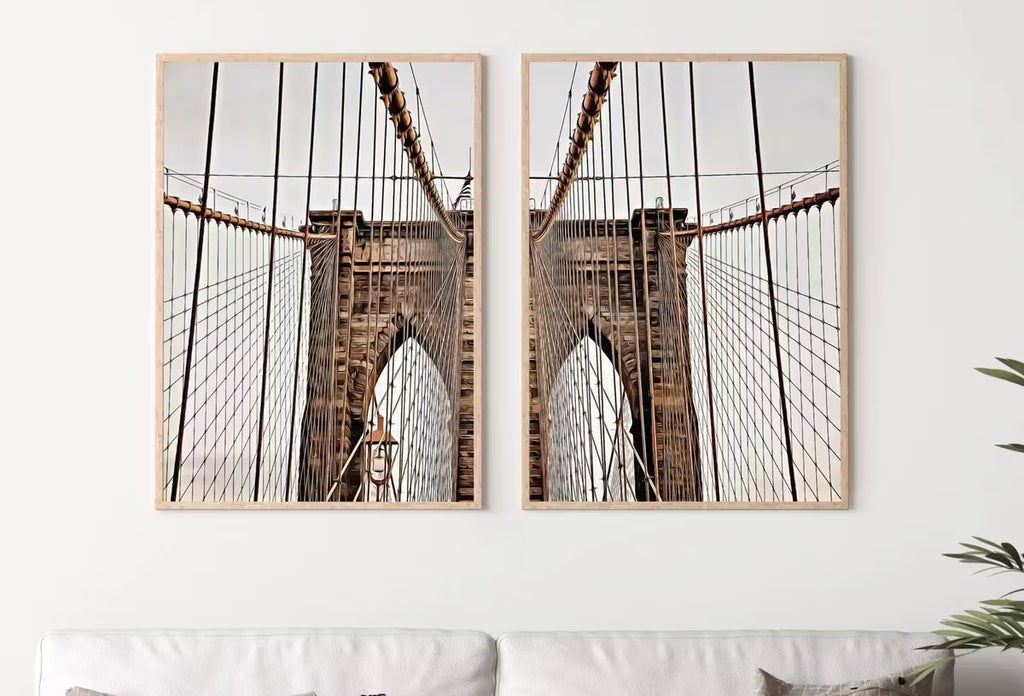 Brooklyn Bridge New York Set of 2 Prints. New York Poster, Printable Wall Art, Digital Painting 2 Piece Wall Art, New York Printable Poster – Printable Wall Art Set