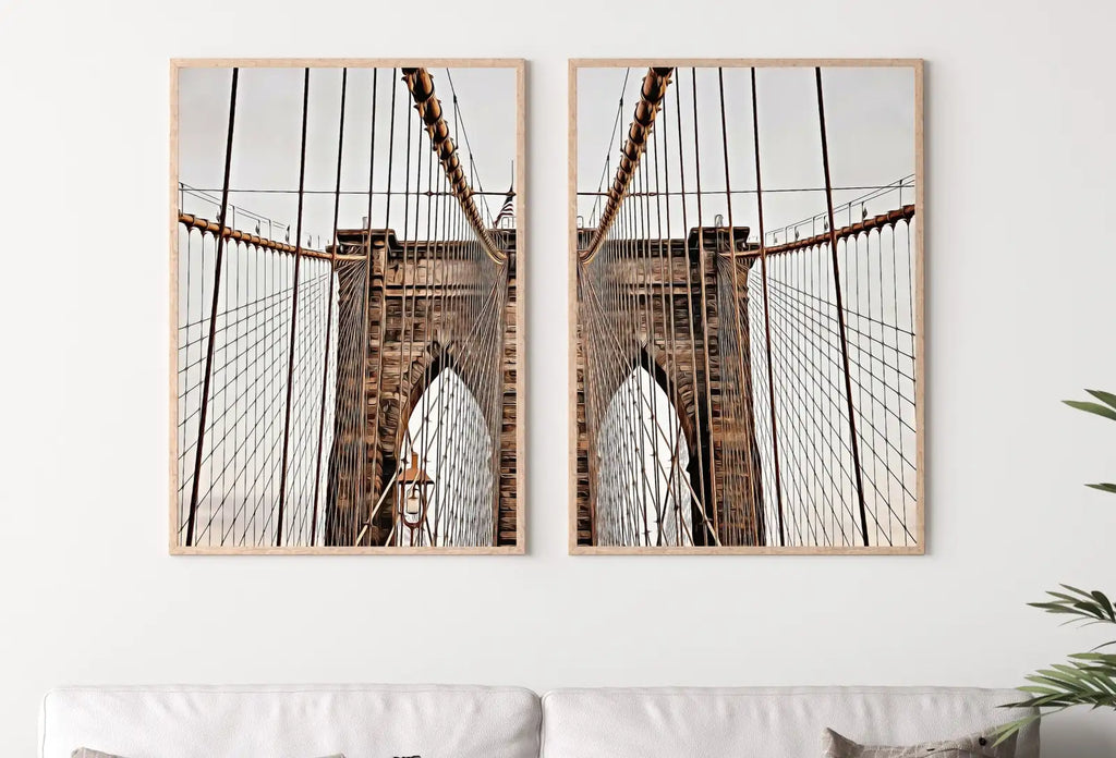 Brooklyn Bridge New York Set of 2 Prints. New York Poster, Printable Wall Art, Digital Painting 2 Piece Wall Art, New York Printable Poster – Printable Wall Art Set (Digital Download) – Digital Download