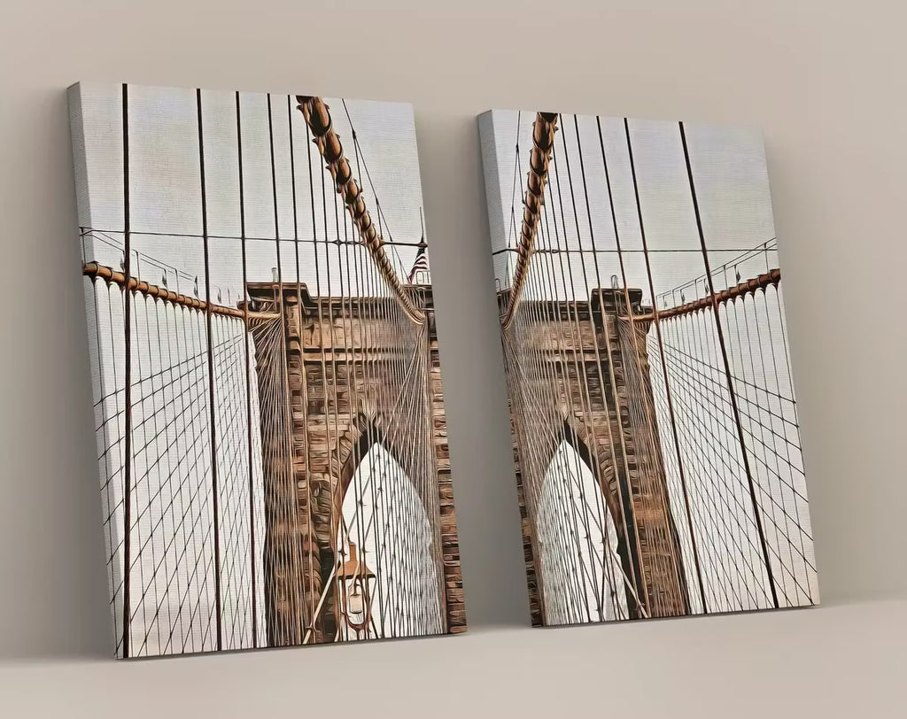 Brooklyn Bridge New York Set of 2 Prints. New York Poster, Printable Wall Art, Digital Painting 2 Piece Wall Art, New York Printable Poster – Printable Wall Art Set
