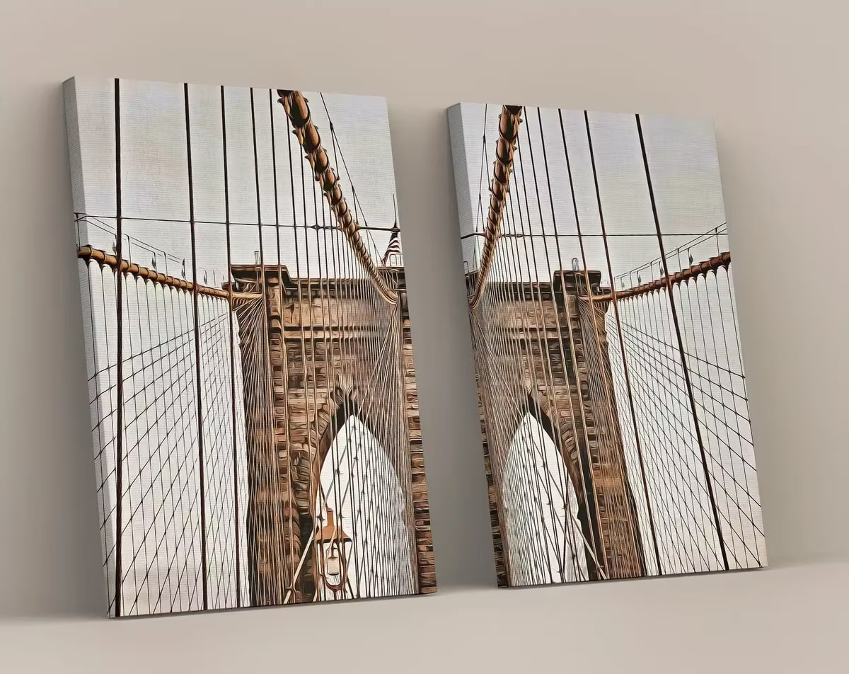Brooklyn Bridge New York Set of 2 Prints. New York Poster, Printable Wall Art, Digital Painting 2 Piece Wall Art, New York Printable Poster – Printable Wall Art Set