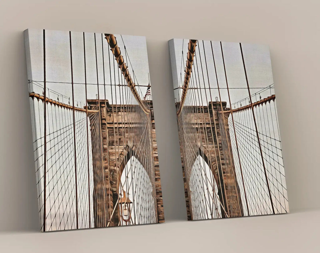 Brooklyn Bridge New York Set of 2 Prints. New York Poster, Printable Wall Art, Digital Painting 2 Piece Wall Art, New York Printable Poster – Printable Wall Art Set (Digital Download) – Digital Download