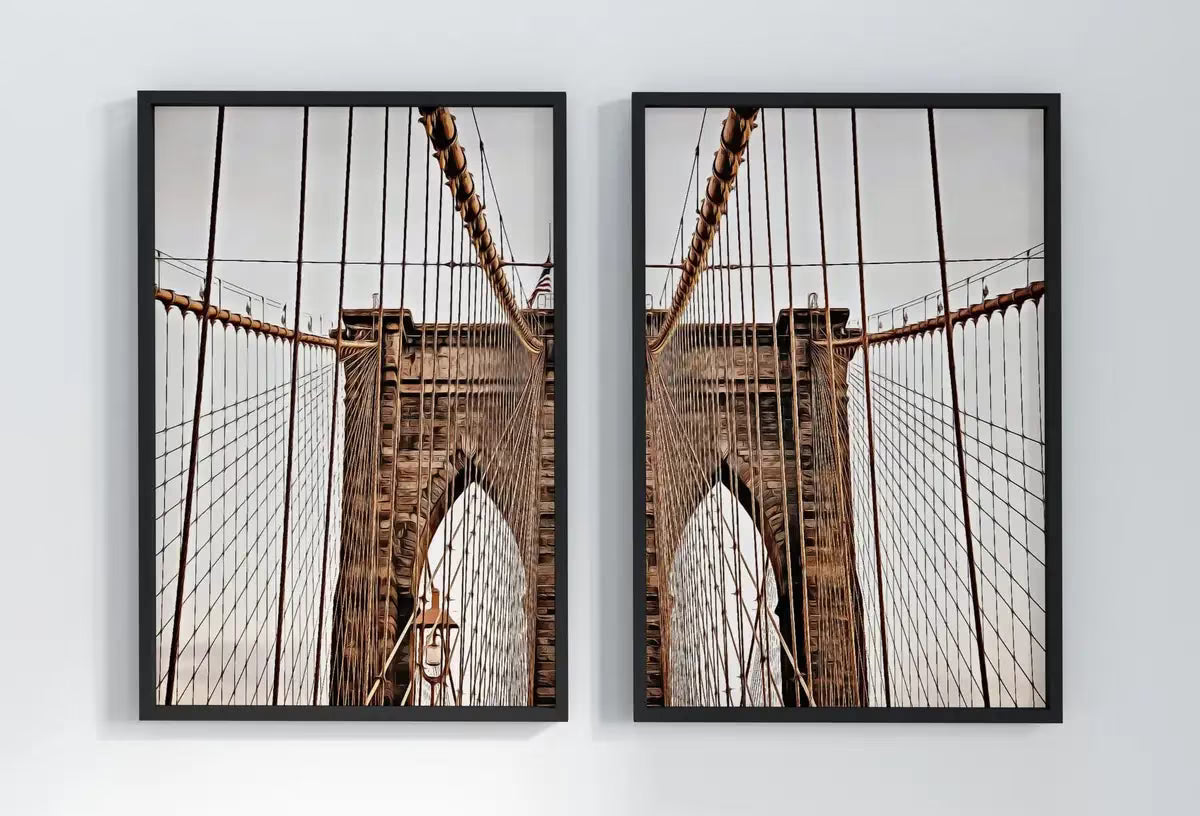 Brooklyn Bridge New York Set of 2 Prints. New York Poster, Printable Wall Art, Digital Painting 2 Piece Wall Art, New York Printable Poster – Printable Wall Art Set