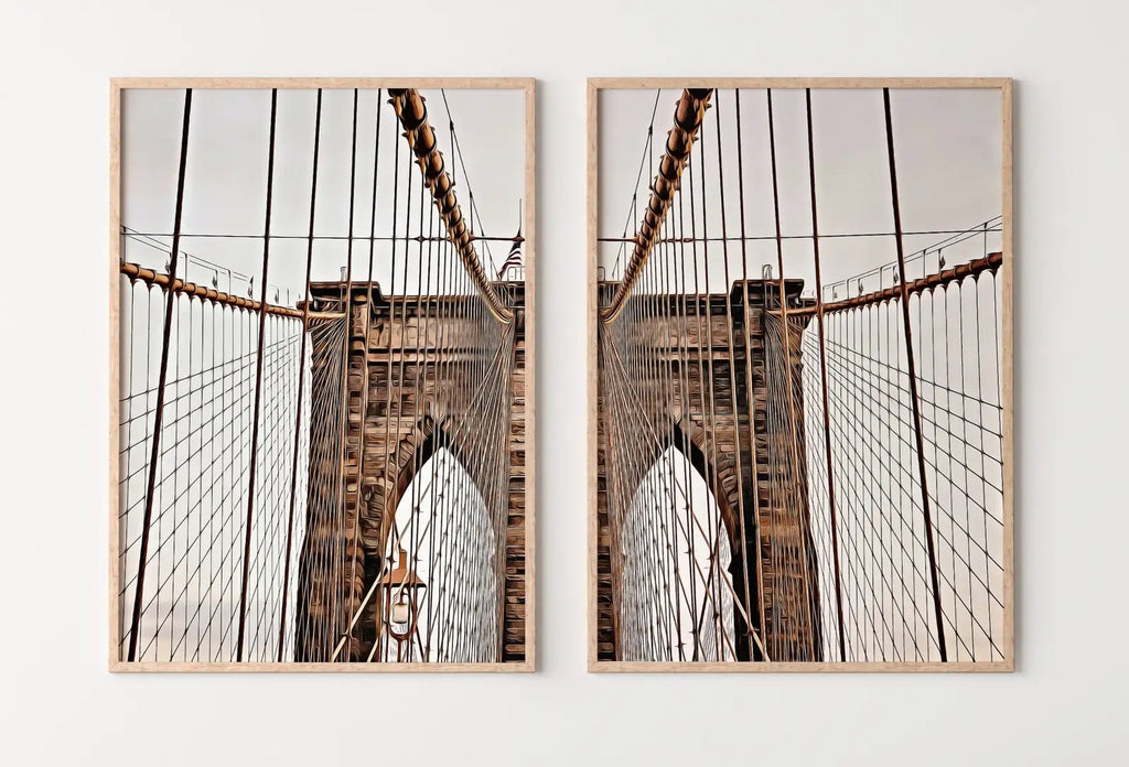 Brooklyn Bridge New York Set of 2 Prints. New York Poster, Printable Wall Art, Digital Painting 2 Piece Wall Art, New York Printable Poster – Printable Wall Art Set (Digital Download) – Digital Download