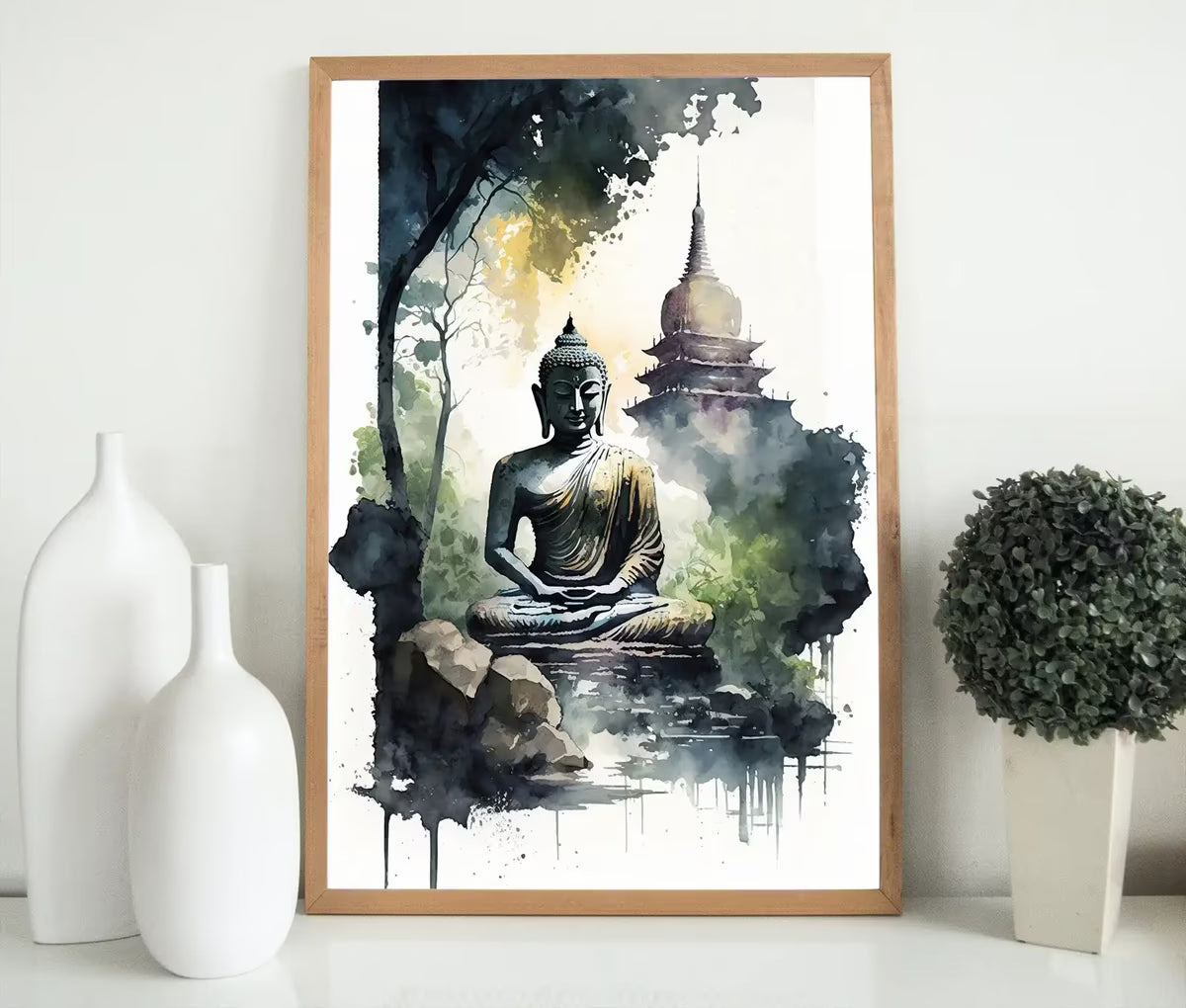 Buddha Under Tree. Zen Wall Art. Printable Wall Art. Watercolor Print. Buddhism Art. Instant Download Spiritual Wall Art. Asian Wall Art. #7 – Printable Wall Art