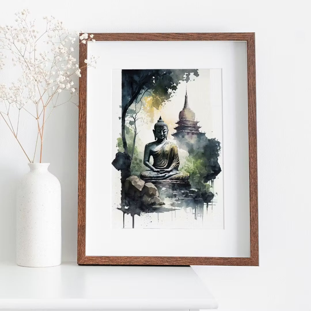 Buddha Under Tree. Zen Wall Art. Printable Wall Art. Watercolor Print. Buddhism Art. Instant Download Spiritual Wall Art. Asian Wall Art. #7 – Printable Wall Art