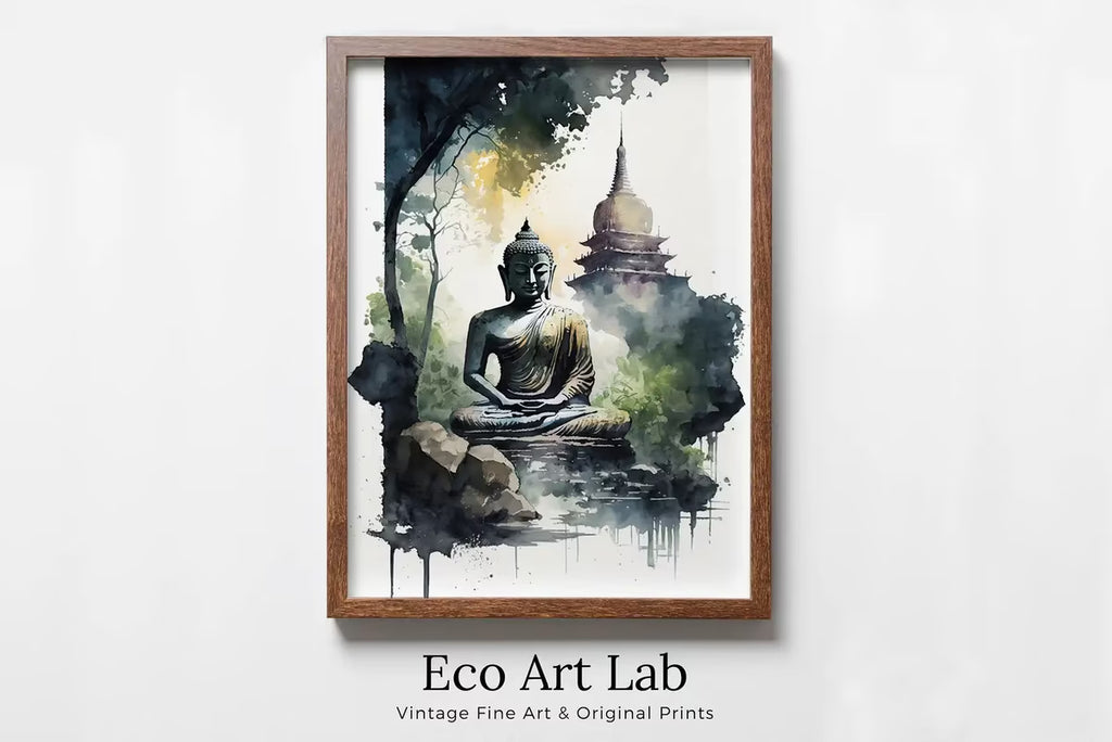 Buddha Under Tree. Zen Wall Art. Printable Wall Art. Watercolor Print. Buddhism Art. Instant Download Spiritual Wall Art. Asian Wall Art. #7 – Printable Wall Art