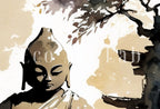 Detail view of artwork from Buddha Zen Wall Art. Printable Wall Art. Watercolor Print. Buddhism Art. Instant Download. Zen Decor. Spiritual Wall Art. Asian Wall Art. #6. (variation 1)