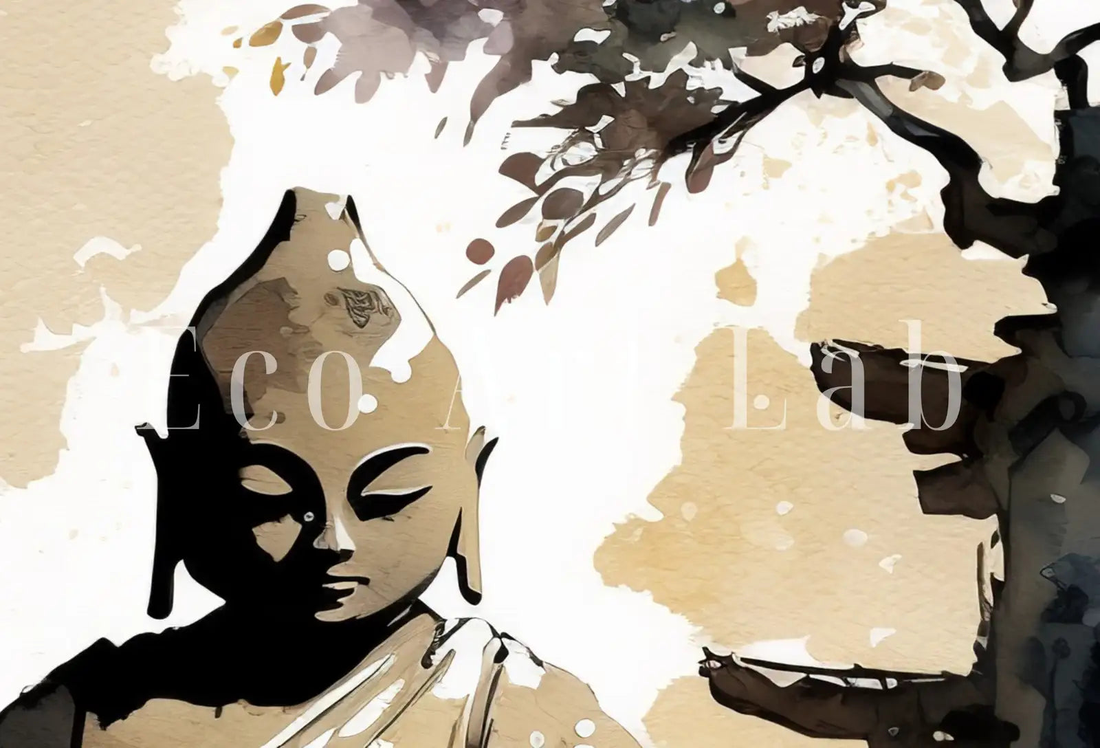 Detail view of artwork from Buddha Zen Wall Art. Printable Wall Art. Watercolor Print. Buddhism Art. Instant Download. Zen Decor. Spiritual Wall Art. Asian Wall Art. #6. (variation 1)
