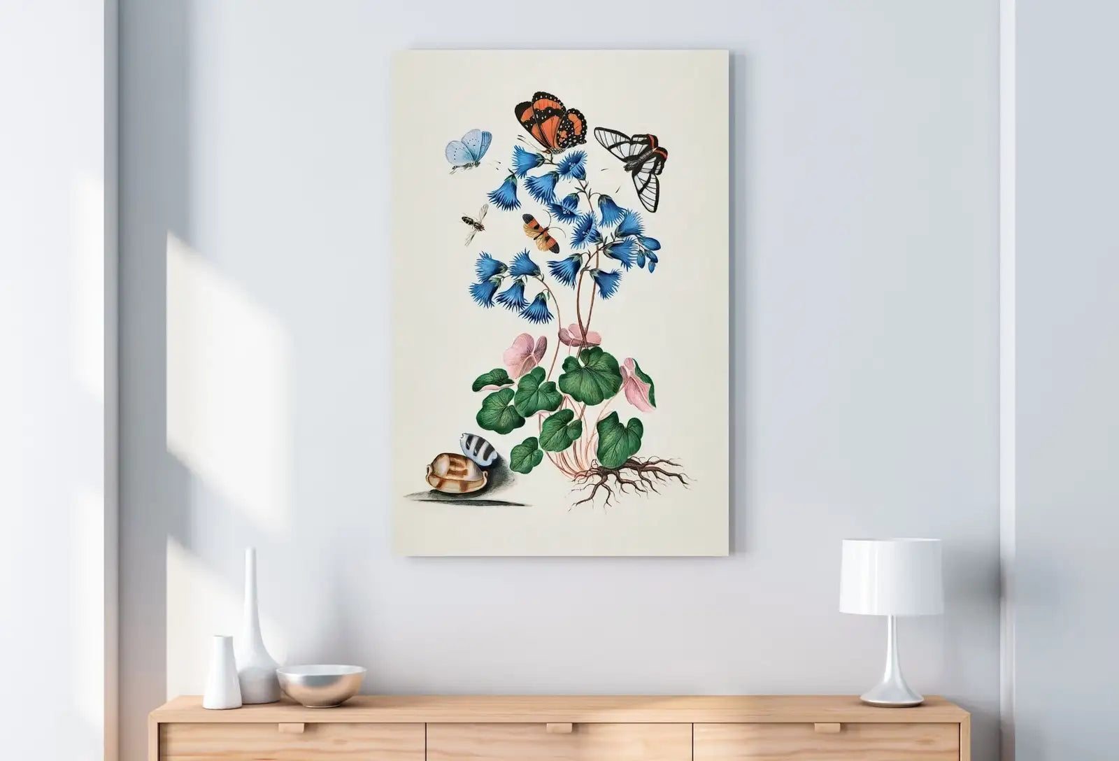 Second included artwork preview from Butterfly Flowers and Shells Wall Art Poster, Vintage Butterfly Print, Botanical Prints Decor Flower Market Print Digital Printable Wall Art featuring various scenes.