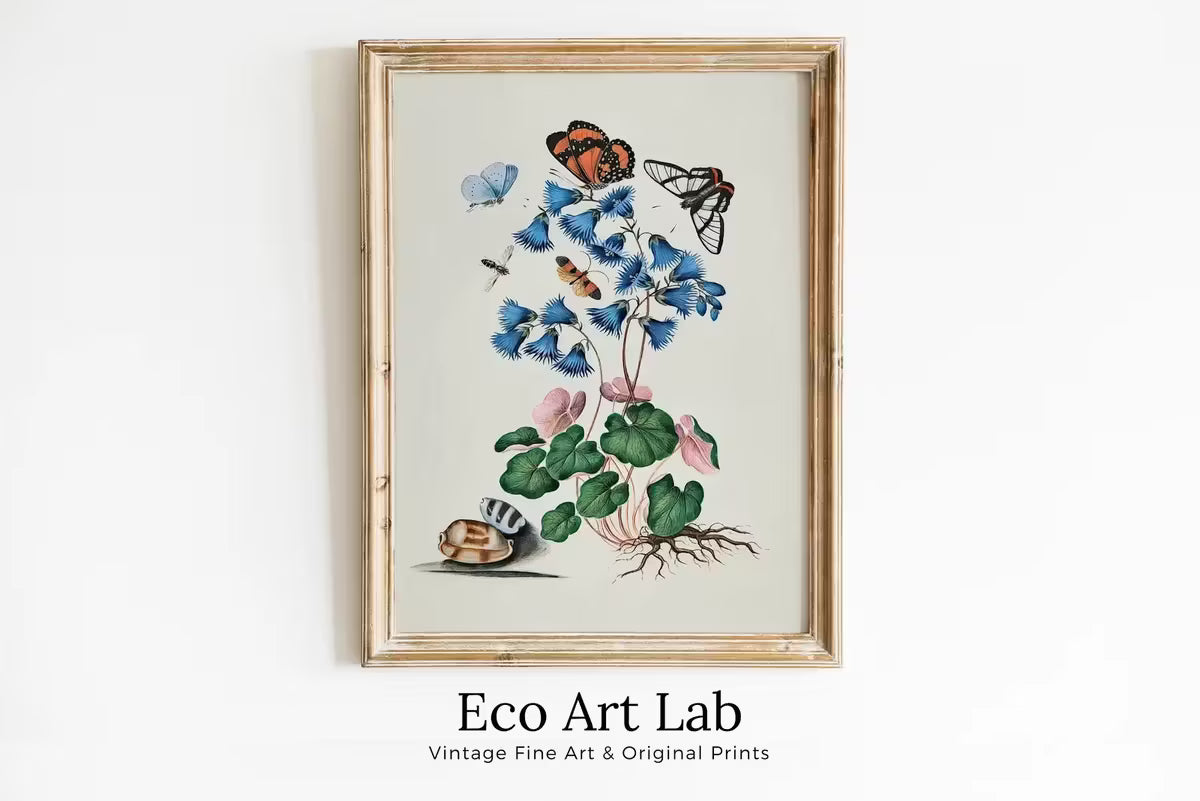 Butterfly Flowers and Shells Wall Art Poster, Vintage Butterfly Print, Botanical Prints Decor Flower Market Print Digital Printable Wall Art – Printable Wall Art