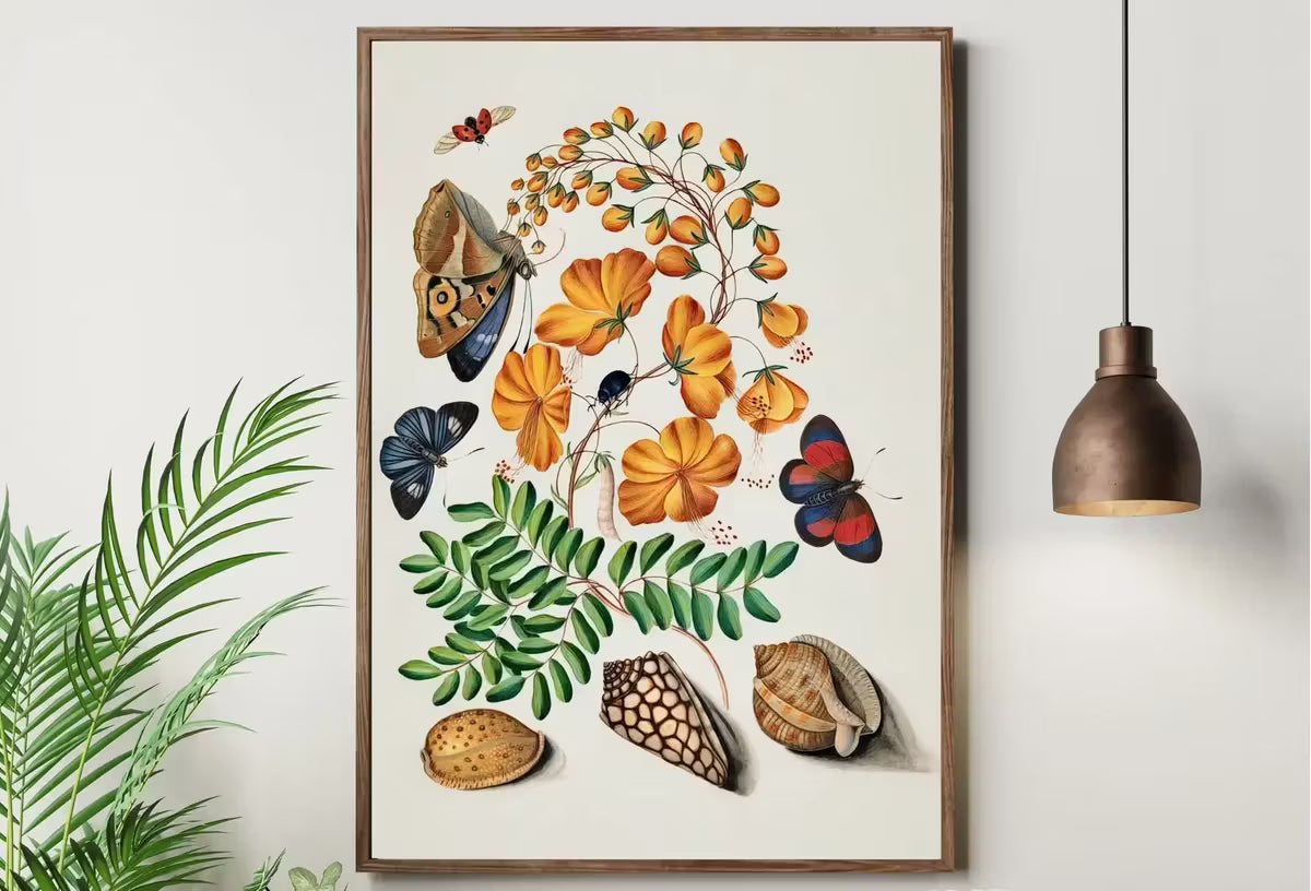 Butterfly Wall Art Poster, Vintage Butterfly Print, Botanical Prints Flowers and Shells Decor Flower Market Print Digital Printable Wall Art – Printable Wall Art