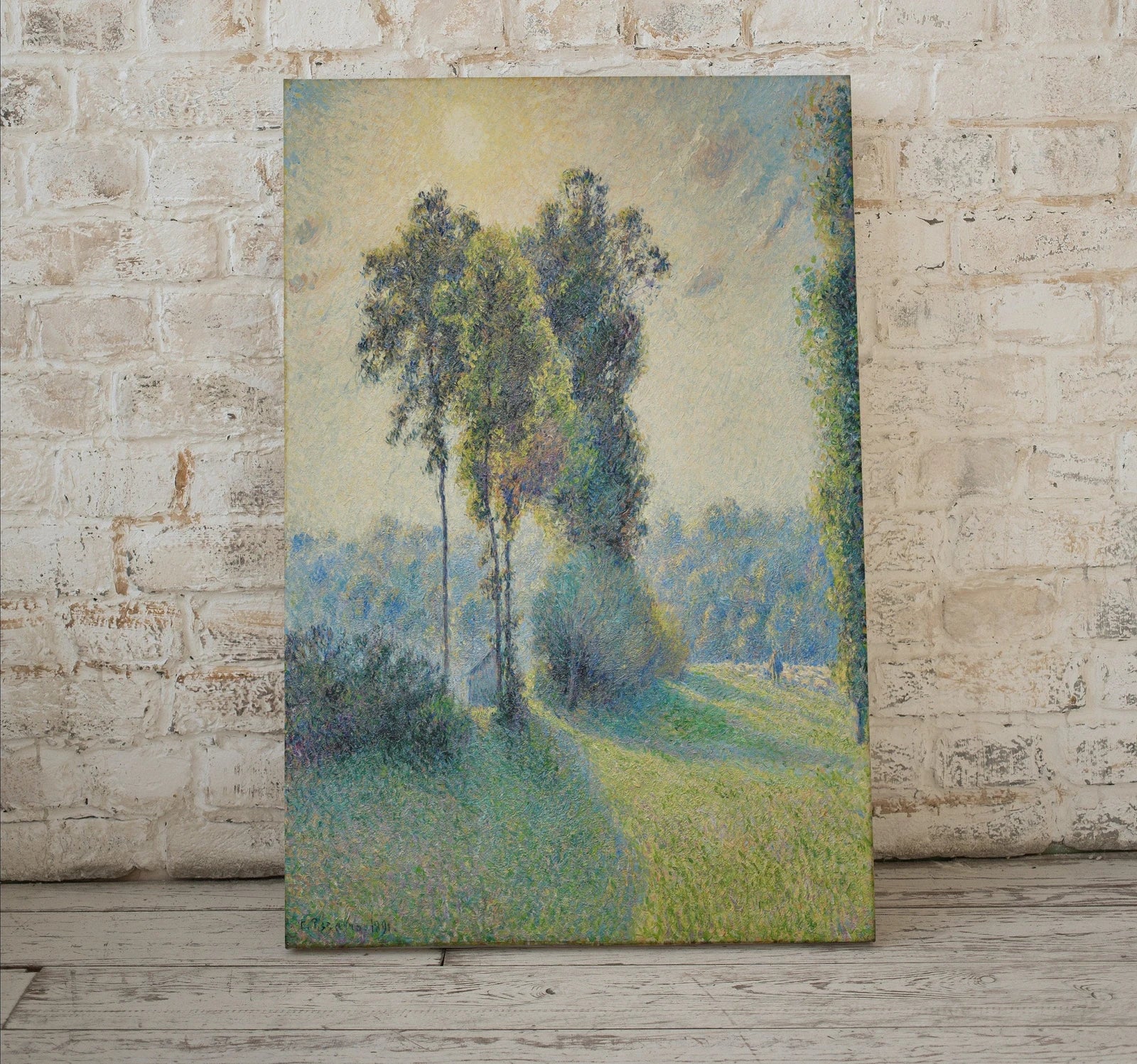 Detail view of artwork from Camille Pissarro Sunset Landscape Art Famous Painting. Instant Download Vintage Decor. Nature Landscape Printable Wall Art. Vintage Decor. (variation 1)