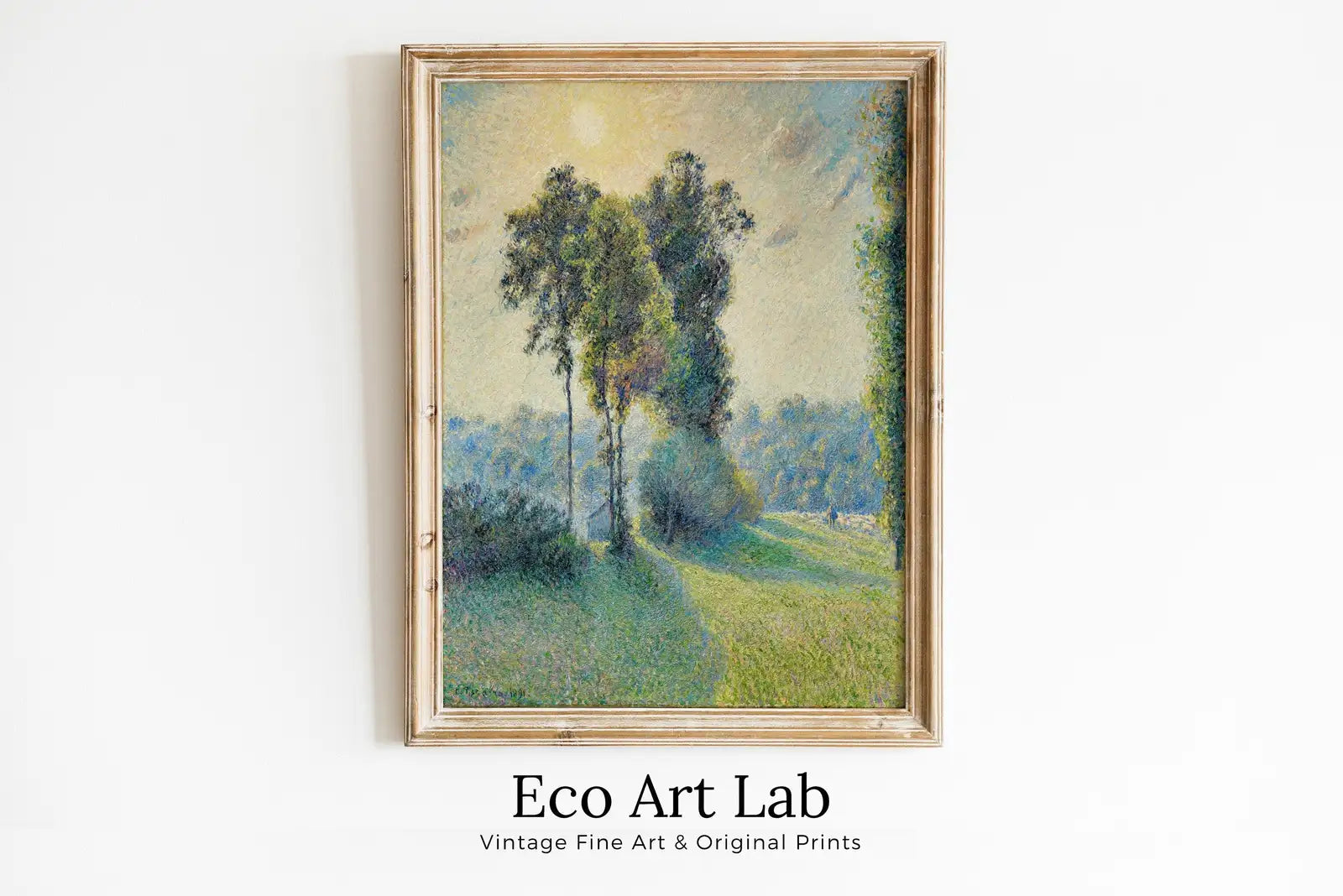 Framed view of Camille Pissarro Sunset Landscape Art Famous Painting. Instant Download Vintage Decor. Nature Landscape Printable Wall Art. Vintage Decor – printable wall art digital download.