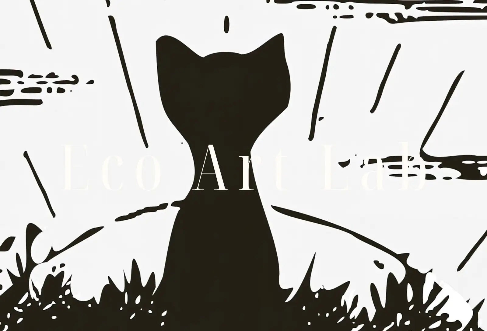 Second included artwork preview from Cat Watching Sunrise. Instant Download Cat Printable Wall Art. Vintage Illustration Wall Art. Retro Cat Poster. Cat Printable Vintage Decor featuring various scenes.