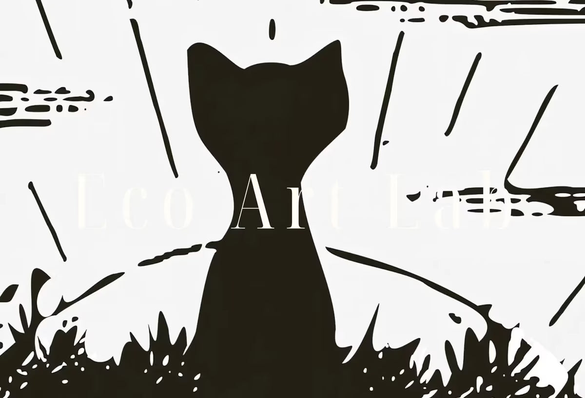 Cat Watching Sunrise. Instant Download Cat Printable Wall Art. Vintage Illustration Wall Art. Retro Cat Poster. Cat Printable Vintage Decor – Printable Wall Art