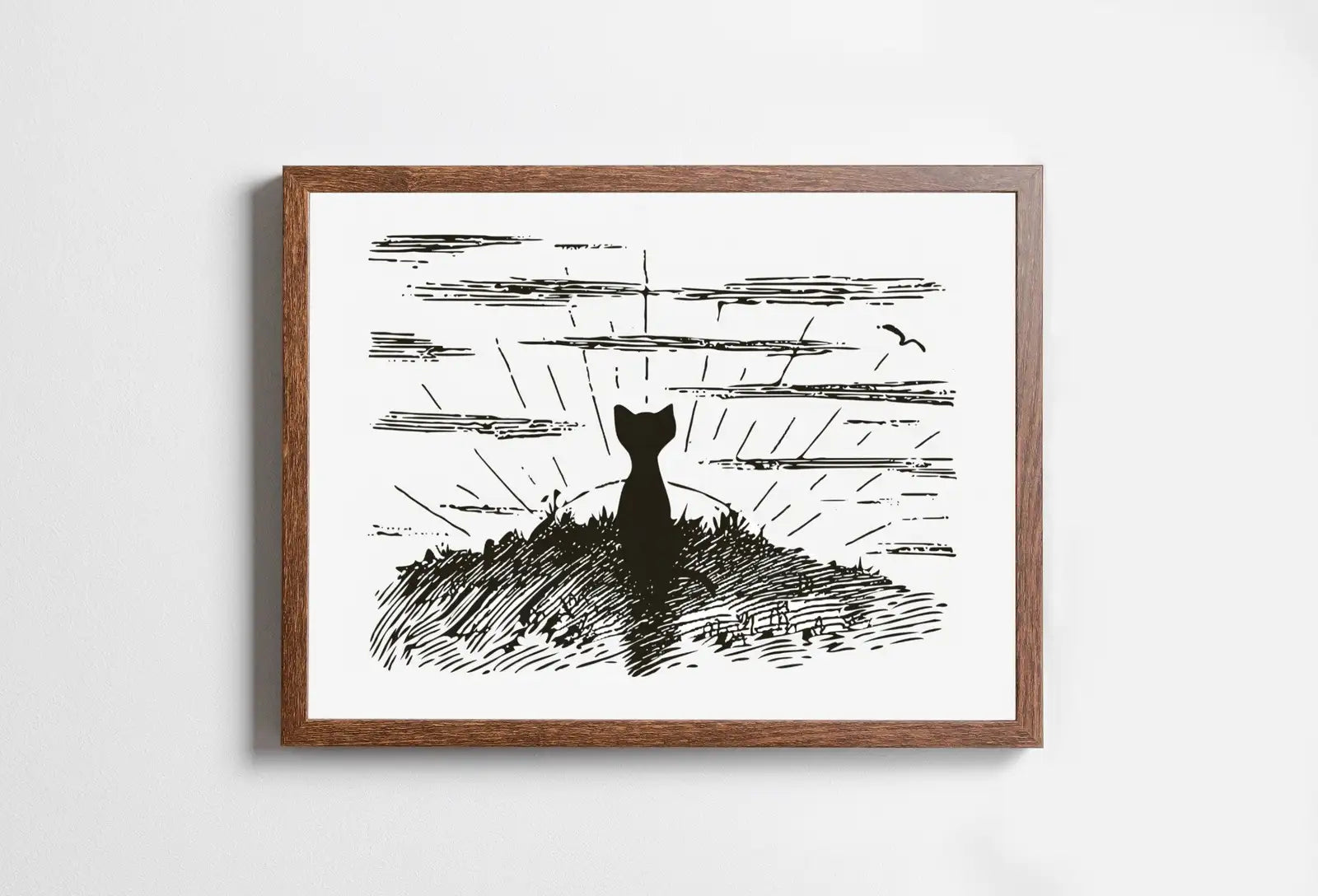 Included artwork preview showing first selection of artworks from Cat Watching Sunrise Vintage Illustration Wall Art. Instant Download Cat Printable Wall Art. Retro Cat Poster. Cat Printable Vintage Decor.