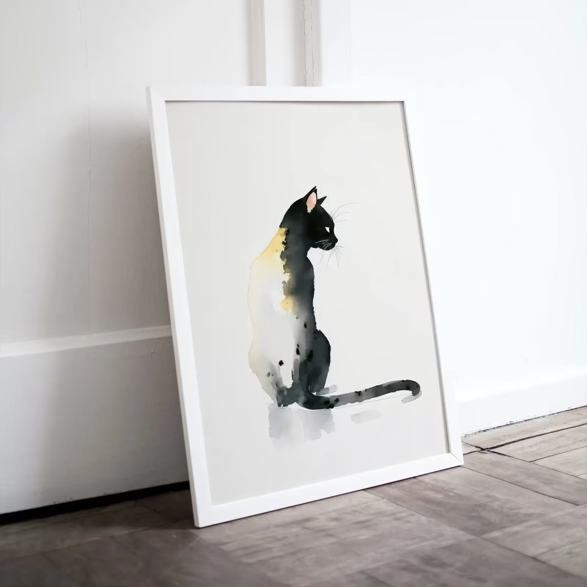 Cat Watercolor Painting. Minimalist Cat Artwork. Printable. Black Cat Art. Instant Download Digital Print. Cat Lover Wall Art. Cat Poster. – Printable Wall Art