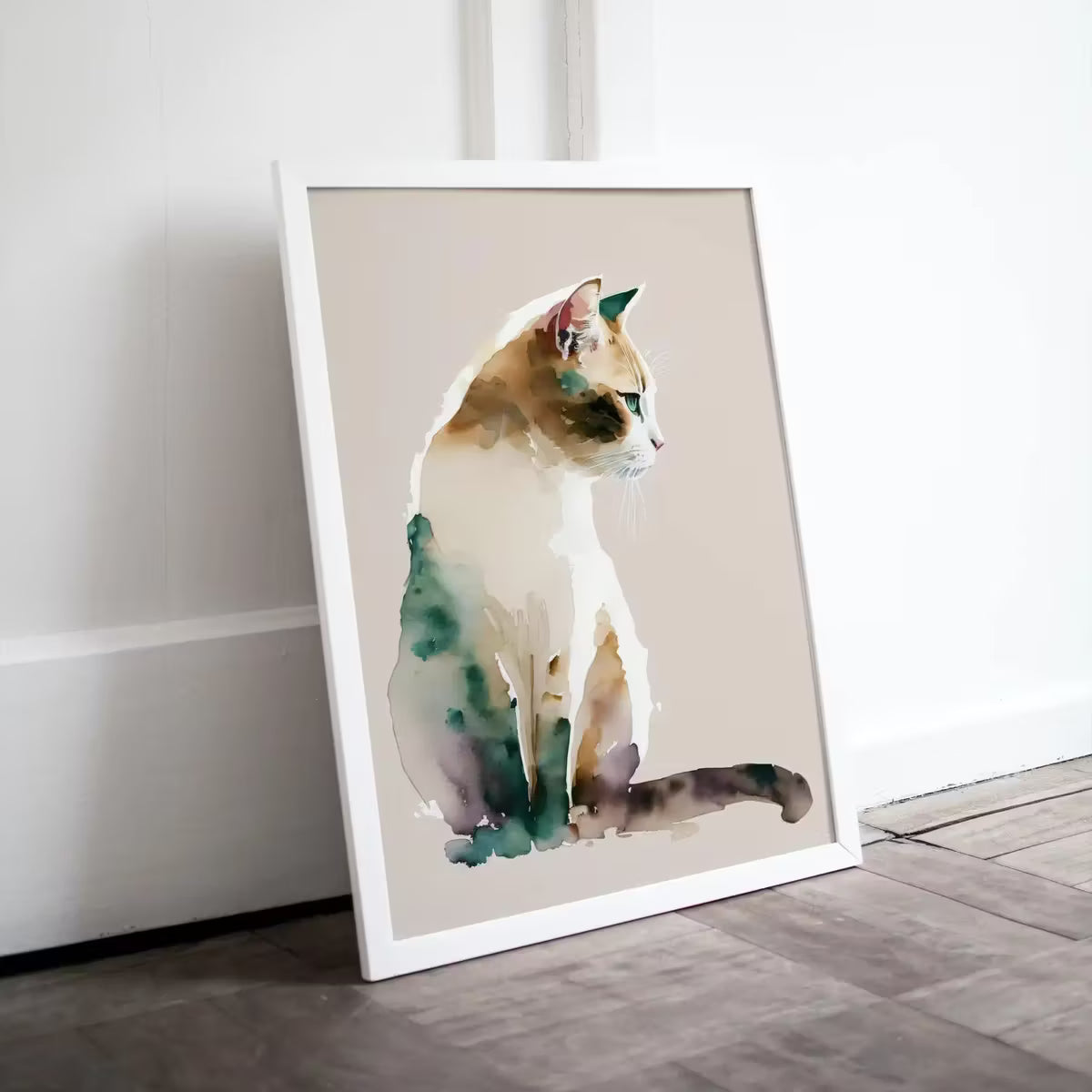 Cat Watercolor Painting. Minimalist Cat Artwork. Printable. Colorful Cat Art. Instant Download Digital Print. Cat Lover Wall Art. Cat Poster – Printable Wall Art