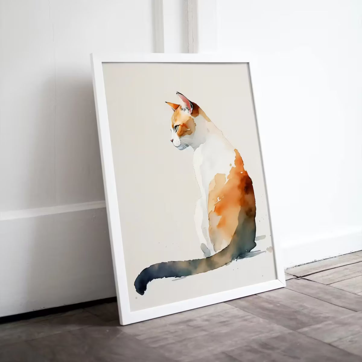 Cat Watercolor Painting. Minimalist Cat Artwork. Printable. Orange Cat Art. Instant Download Digital Print. Cat Lover Wall Art. Cat Poster. – Printable Wall Art