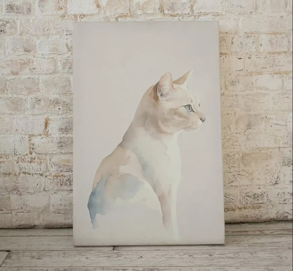 Cat Watercolor Painting. Minimalist Cat Artwork. Printable. White Cat Art. Instant Download Digital Print. Cat Lover Wall Art. Cat Poster. – Printable Wall Art