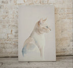 Detail view of artwork from Cat Watercolor Painting. Minimalist Cat Artwork. Printable. White Cat Art. Instant Download Digital Print. Cat Lover Wall Art. Cat Poster.. (variation 1)