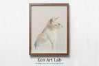 Framed view of Cat Watercolor Painting. Minimalist Cat Artwork. Printable. White Cat Art. Instant Download Digital Print. Cat Lover Wall Art. Cat Poster. – printable wall art digital download.