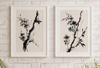Cherry Blossom Set of 2 Tree Branch Abstract Paintings. Minimalist Original Printable Wall Art. Blooming Floral Painting. Living Room Decor – Printable Wall Art Set