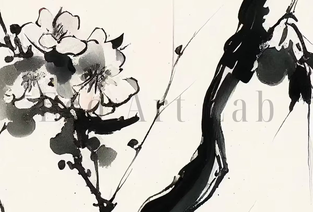 Cherry Blossom Set of 2 Tree Branch Abstract Paintings. Minimalist Original Printable Wall Art. Blooming Floral Painting. Living Room Decor – Printable Wall Art Set