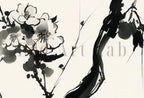 Detail view of artwork from Cherry Blossom Set of 2 Tree Branch Abstract Paintings. Minimalist Original Printable Wall Art. Blooming Floral Painting. Living Room Decor. (variation 2)