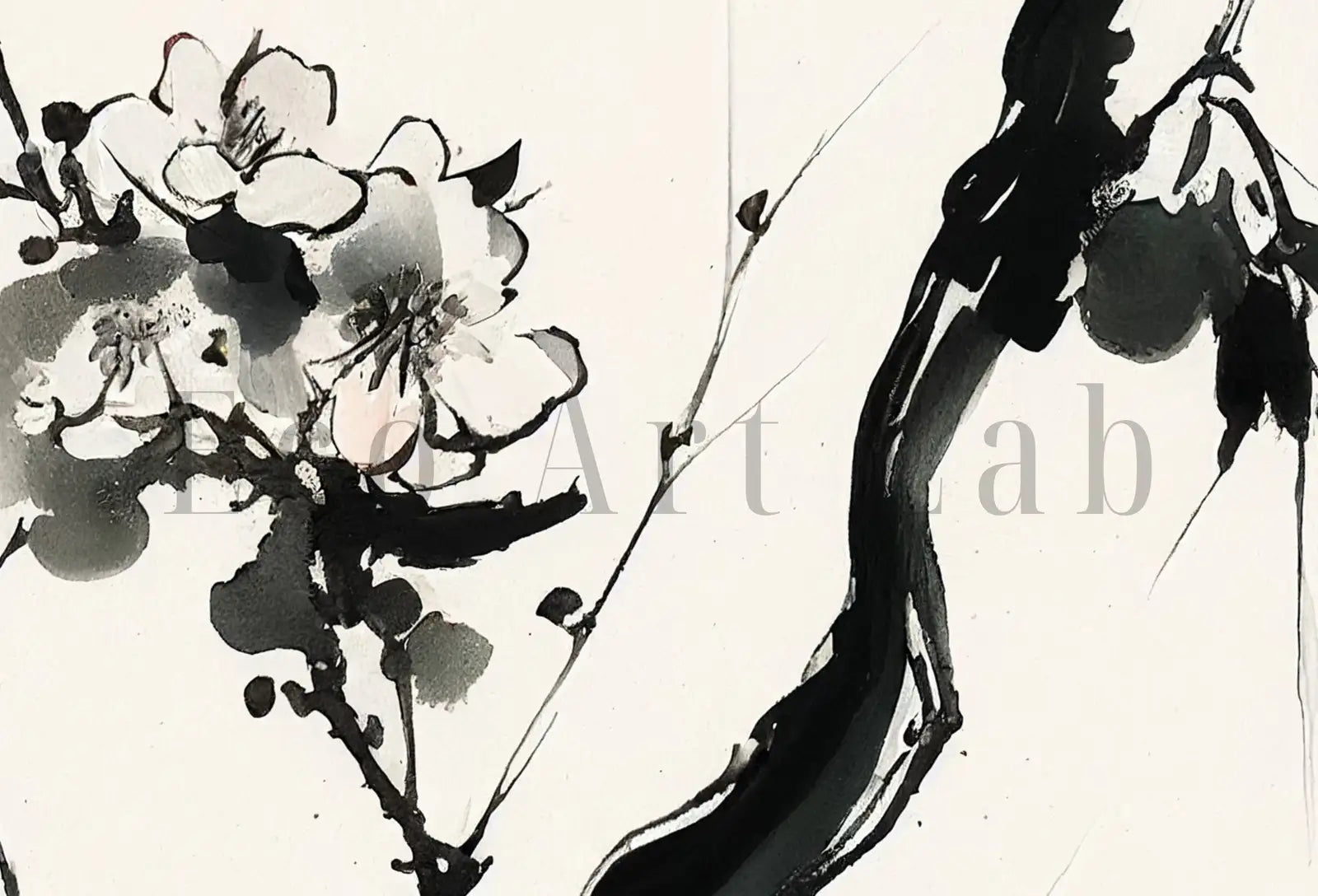 Ensemble de 2 peintures abstraites de branches d’arbre de cerisier en fleurs, art mural original minimaliste à télécharger, peinture florale en fleurs, décoration de salon