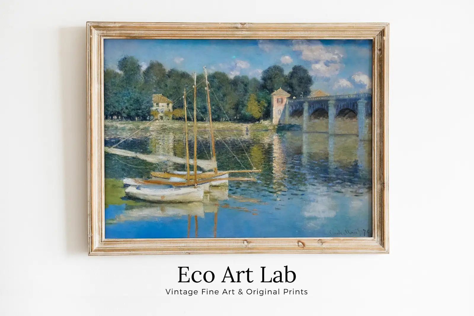 Framed view of Claude Monet Argenteuil Bridge Painting Famous Monet Art. Instant Download Vintage Decor. Monet Landscape Printable Wall Art. Vintage Decor – printable wall art digital download.