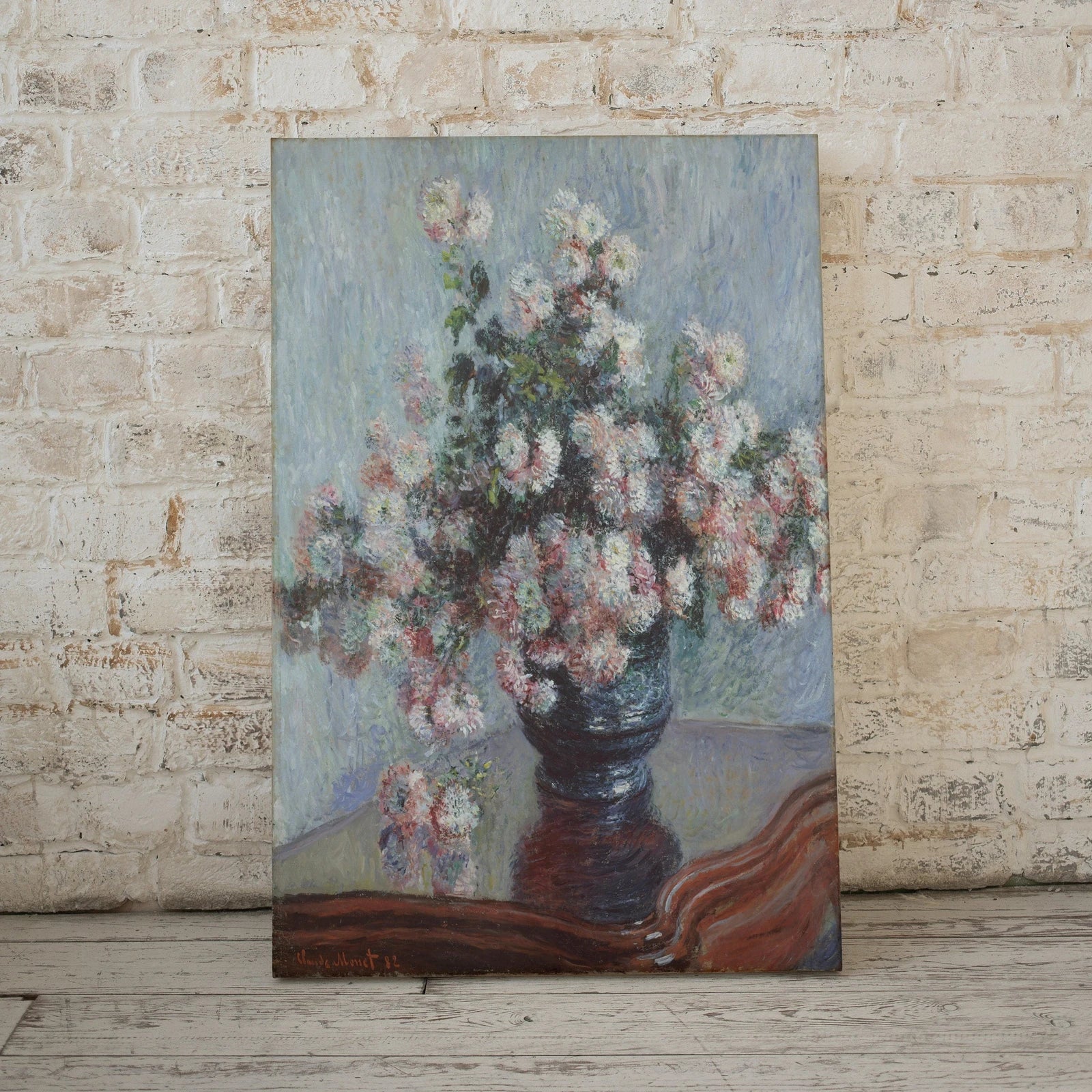 Detail view of artwork from Claude Monet Chrysanthemums Flowers Still Life Painting. Instant Download Vintage Decor. Monet Botanical Print Printable Art. Vintage Decor. (variation 1)