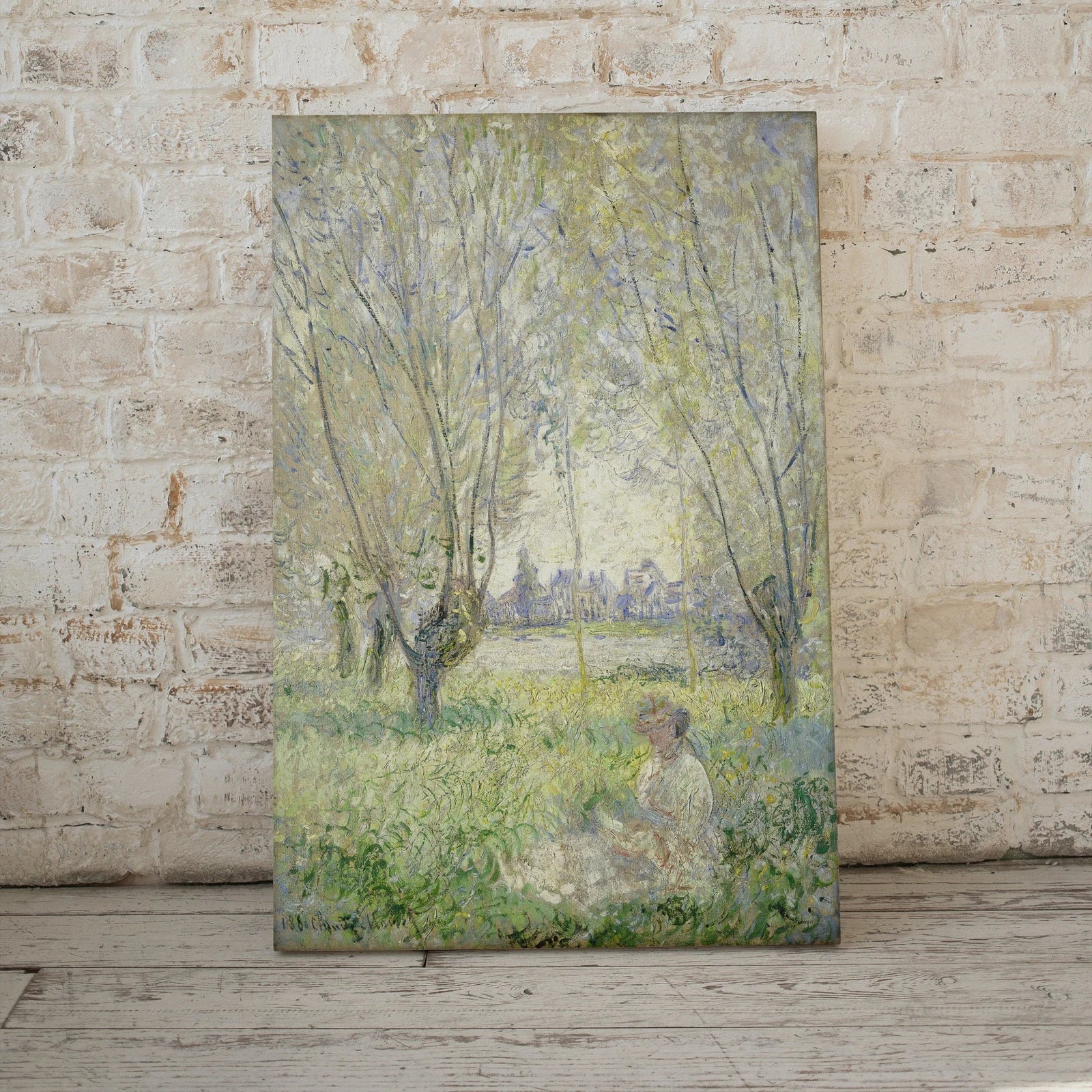 Second included artwork preview from Claude Monet Famous Landscape Painting. Woman Under Willows. Vintage Fine Art. Instant Download. Landscape Printable Wall Art. Spring Decor featuring various scenes.