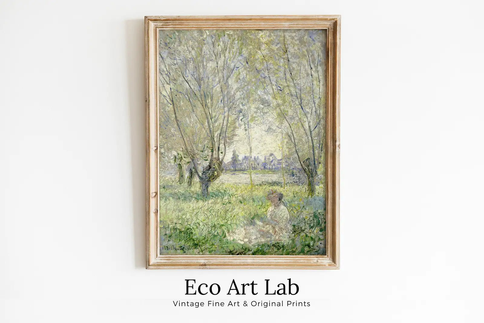 Framed view of Claude Monet Famous Landscape Painting. Woman Under Willows. Vintage Fine Art. Instant Download. Landscape Printable Wall Art. Spring Decor – printable wall art digital download.