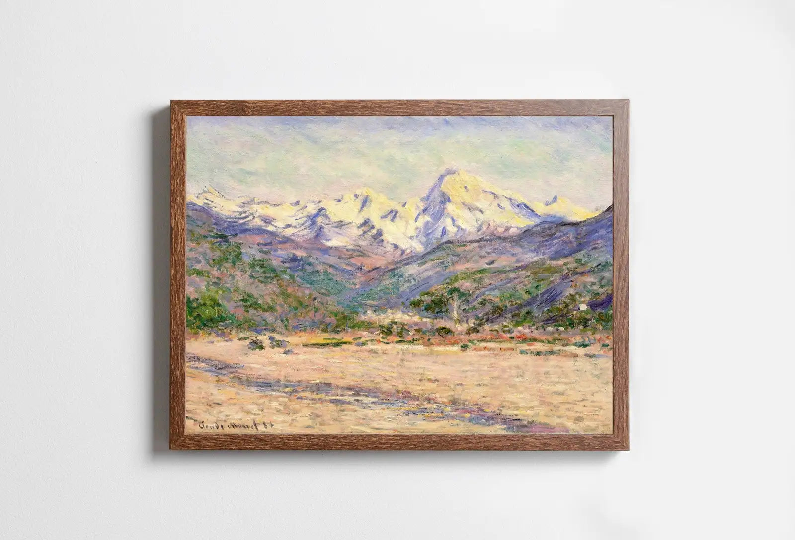 Included artwork preview showing first selection of artworks from Claude Monet Famous Mountain Landscape Painting. Instant Download Vintage Decor. Monet Mountain Valley Print Printable Art. Vintage Decor.