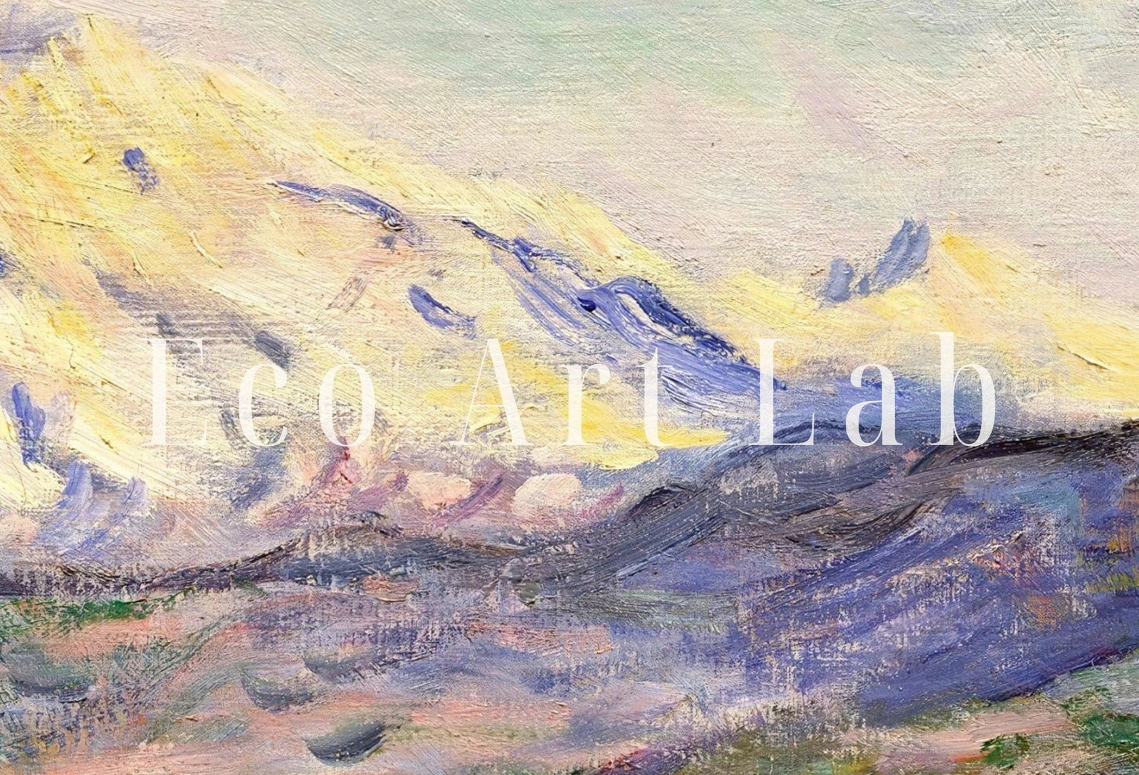 Detail view of artwork from Claude Monet Famous Mountain Landscape Painting. Instant Download Vintage Decor. Monet Mountain Valley Print Printable Art. Vintage Decor. (variation 1)