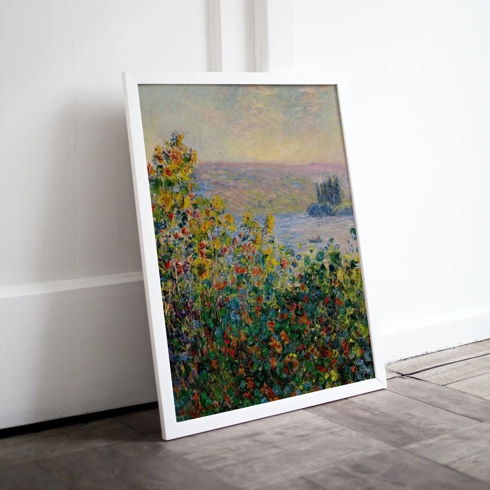 Included artwork preview showing first selection of artworks from Claude Monet Famous Painting. Flower Beds at Vétheuil. Instant Download Vintage Decor. Monet Landscape Printable Wall Art. Vintage Decor.
