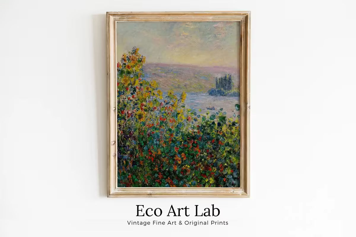Claude Monet Famous Painting. Flower Beds at Vétheuil. Instant Download Vintage Decor. Monet Landscape Printable Wall Art. Vintage Decor – Printable Wall Art